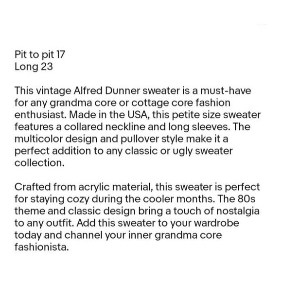 Alfred Dinner Petite S Sweater Made In Usa Long Sleeve  Granny core Cottage - Picture 9 of 10